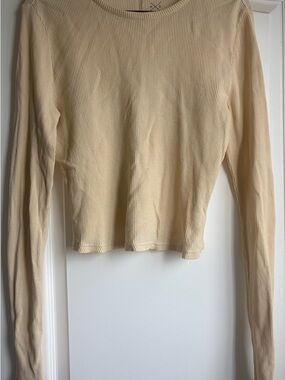PacSun Long Sleeve Ribbed Top in Butter Yellow